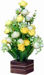 Loxia Yellow Assorted Artificial Flower  with Pot(12 inch, Pack of 1)