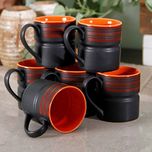 Unravel India Matt work Black Coffee Mug Set