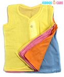 KiddosCare Baby Cotton Sleeveless Button Jabla (Multicolor, Medium, Pack of 12)