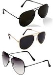 Y&S Aviator Sunglasses Combo (Black) (Pck3In1 - 0103)
