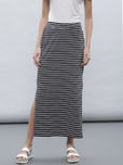 ETHER Black & White Striped Maxi Skirt