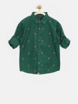 United Colors of Benetton Boys Green Printed Casual Shirt