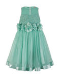 Toy Balloon kids Girls Sea Green Solid Fit and Flare Dress