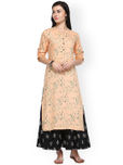 Varanga Women Peach-Coloured Printed Straight Kurta