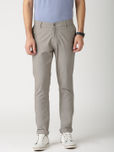 ETHER Grey Linen Slim Fit Trousers