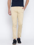 John Players Beige Solid Slim Fit Chinos