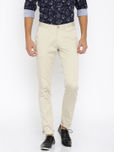 John Players Men Beige Slim Fit Trousers