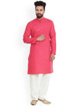 SOJANYA Coral Red & White Kurta Pyjama