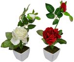 Fancymart Classic White Rose Artificial Flower  with Pot(16 inch, Pack of 2)