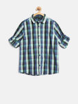 United Colors of Benetton Boys Green & Blue Checked Shirt