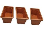 First Smart Deal Plastic Rectangle Pot (Brown, Pack of 3)