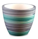 Homescapes Mini Ceramic Pot, Elegant Grey Green Stripes