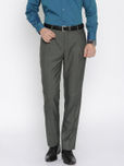 Wills Lifestyle Men Charcoal Grey Flat-Front Trousers