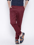 U.S. Polo Assn. Maroon Tapered Fit Smart-Casual Trousers