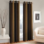 La Elite Modern 2 Piece Eyelet Polyester Door Curtain Set - 7ft, Brown