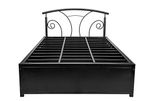 FurnitureKraft Double Size Bed with Storage (Glossy Finish, Black)