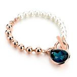 HOT AND BOLD Blue Pearl & Blue Austrian Crystal Charm Bracelet for Women