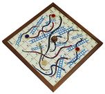 Snakes and Ladders Game Jumbo 4 Player Board Fun Travel Games Wooden 4 Coins and 1 Dice - 10.2 Inch