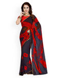 Ishin Navy & Red Tie-Dyed Poly Georgette Saree