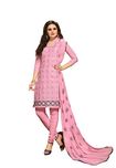 Oomph! Cotton Embroidered Salwar Suit Dupatta Dress Material - Baby Pink