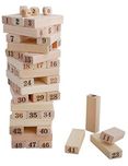 KABEER ART 48 Pcs Blocks 4 Dices Wooden Tumbling Stacking Jenga Building Tower Game