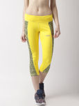 2GO Spring Yellow & Green Tight Fit Running Capri Tights
