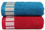 Trident 550 GSM Extra Large Egyption Cotton 2 Pcs Hand Towels , 50 X 70 Cm.- Blue & Red