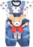 kuchipoo Unisex Regular Fit Cotton Dungaree (KUC-DUN-101_6 Months - 1 Years_Blue & White)