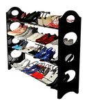 Convertible 4 Tier Stack-able Black Shoe Rack Organizer
