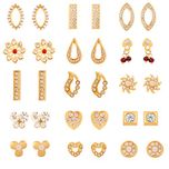 Touchstone Elegant Daily Wear White Red Crystals Alloy Metal Combo of Fifteen Pairs of Earrings Combo in Gold Tone for Women