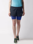 2GO Women Navy Solid Inbuilt Tights Running Shorts