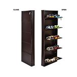 Paffy Powder Coated 5 Door Steel Shoe Rack - Full Brown