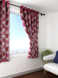 Cortina Pink Single Floral Print Window Curtain
