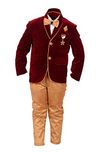 Arshia Fashion Boys Coat Blazer Suit with Shirt Pant and Bow (BY00107R_20_Red Beige_12-18 Months)