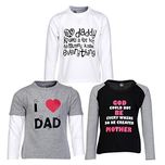 Goodway Pack of 3 Boys Full Sleeve Black-White-Gray T-Shirts Mom & Dad Theme-3-9-10Years