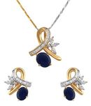 M Creation Cz Studded Pendant set Without Chain For Women (Blue)