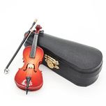 Odoria 1:12 Wood Cello Violin Bow Miniature Musical Instrument With Case & Holder Gift
