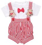 Toffyhouse Baby Boys Teddy Romper (Red, 1-3 Months)