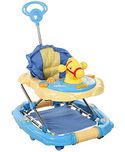 Baby Bucket Baby Walker Cum Rocker (Adjustable Height,With Music Push Handle &Train Toy Blue Horse