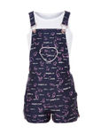naughty Ninos Girls Navy & White Printed Dungarees