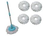 Generic Mop 360 Rotate S.S Rod With Plate And 4 Microfiber Mop Stick & 4 Mop Head By Advance Tech