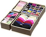 House of Quirk Foldable Fabric Drawer Organizer for Innerwear (30 cm x 35 cm x 10.01 cm, Set of 4, Brown)
