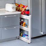 House of Quirk Slim 3-Tier Plastic Side-Storage Rack Shelf with Wheels (30 cm x 20 cm x 11 cm, White)