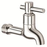 TNL 2 Pin Long Body Nose Quarter Turn Brass Bib Cock C.P Fittings Bib Tap Bathroom Tap Washing Tap Kitchen Sink Tap(Chrome Finish)