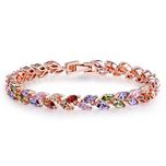 Yutii Leafs-In-Tiara Swiss Cubic Zirconia 18K Gold Plated Diamond Strand Bracelet For Women