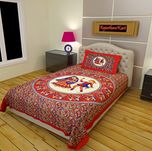 RajasthaniKart Classic 144 TC Cotton Single Bedsheet with Pillow Cover - Abstract, Red