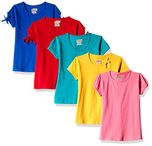 Sini Mini Girls Cotton T-Shirt ,Multi-Coloured ,10-11 Years, 5 Pcs