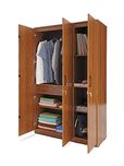 Zuari Three-Door Wardrobe (Natural Finish, Brown)