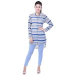 SAARVI FASHION Beautiful Poly Georgette Printed Blue TOP-SF081-2XL_XX-Large
