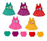 Sathiyas Baby Girls Cotton Gathered Dresses (Multicolor, Set of 5, 0-6 Months,TB05)
